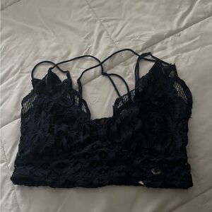 Navy Blue Free People Lace Bralette - Strappy Detail